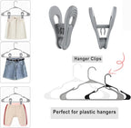 Grey Hanger Clips 50 PCS, Multi-Purpose Plastic Clips Perfect for Velvet Hanger Plastic Hangers