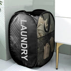 Larpur Pop Up Laundry Baskets, 2 Pack Mesh Laundry Hampers Collapsible Clothes Hampers, Portable Cruise Laundry Hampers for Home, Dorm, Travel (Black + Pink)