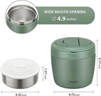 Soup Thermo for Hot Food Insulated Food Jar 32oz, Vacuum Insulated Stainless Steel Lunch Container - Wide Mouth Thermo for Soup & Food, Insulated lunch box Leakproof Bento Box with Spoon (Green)