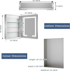 ExBrite LED Lighted Bathroom Medicine Cabinet with Mirror, 24 x 30 Inch, Recessed or Surface Mount, Anti-Fog, Stepless Dimming, Color Temperature Adjustment, 2 Outlets, Storage Shelves, Right Hinge