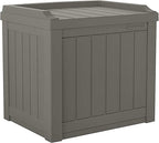 Suncast 22 Gallon Indoor or Outdoor Backyard Patio Small Storage Deck Box with Attractive Bench Seat and Reinforced Lid, Stone (4 Pack)