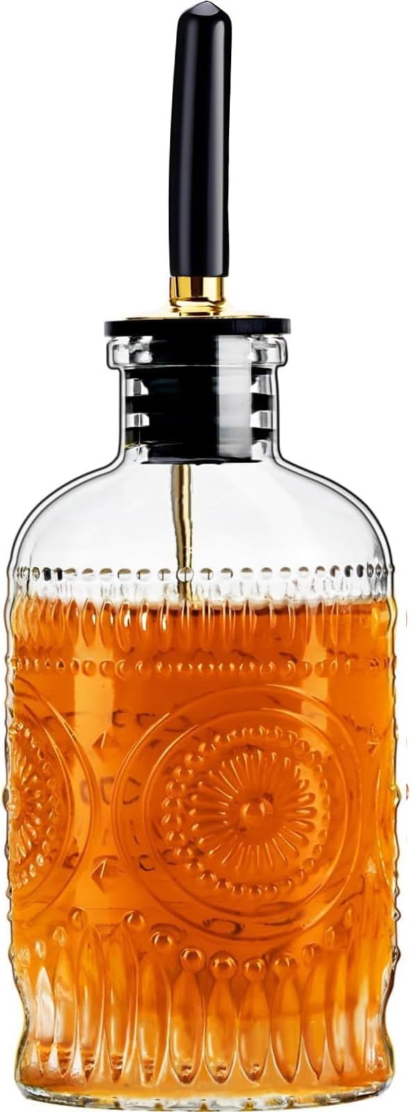 Glass Coffee Syrup Dispenser Bottles 7 OZ, Simple Syrup Bottles with Metal Pour Spout, Syrup Dispenser for Coffee Bar Accessories for Maple Honey Syrup Oil and Sauces