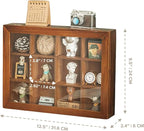 Mini Clear Display Wood Cabinet with 12 Slots - 10" x 15.5" Collectibles Display Case - Wooden Floating Shelves for Display & Home Decor - Vintage Style Wood Cubby Shelf with Front Clear Cover