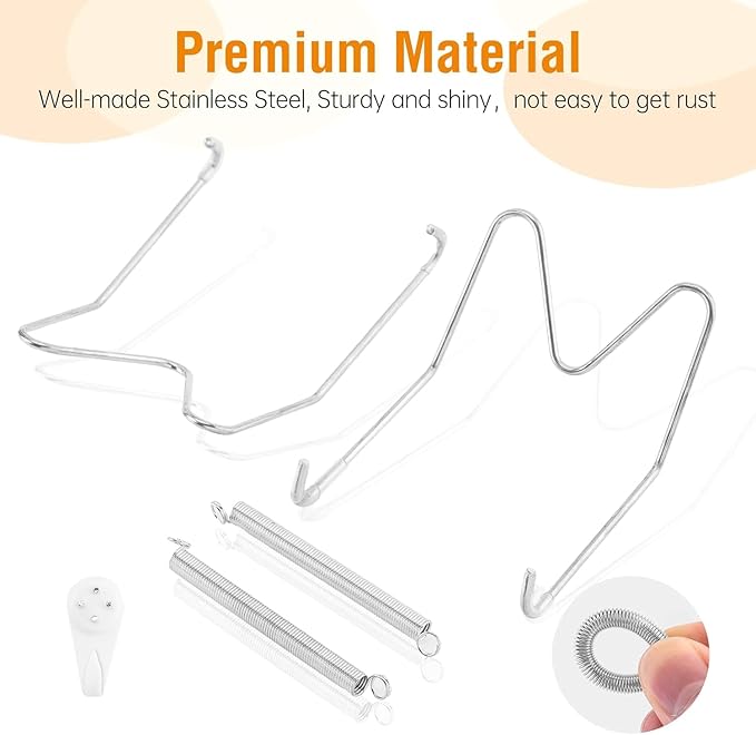 Bilillo 6 Pack Plate Hangers for The Wall, Suitable for 9-11 inch Art Plate, Stainless Steel Invisible Heavy Duty Wire Plate Holder with Wall Hooks, Plate Hangers for Displaying Plates, Silver