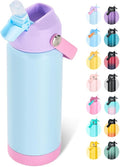 18oz Insulated Stainless Steel Water Bottle, Wide Mouth Double Wall Vacuum, Silicone Straw, Sweat & Leak Proof, BPA Free Insulated Water Flask for Travel, Keep Cold 24h Hot 12h, Light Purple