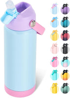 18oz Insulated Stainless Steel Water Bottle, Wide Mouth Double Wall Vacuum, Silicone Straw, Sweat & Leak Proof, BPA Free Insulated Water Flask for Travel, Keep Cold 24h Hot 12h, Light Purple