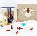 1.35 Inch Mini Clothes Pins100 PcsWith 32 Feet Jute Twine for Photo, Crafts, Pictures - Wooden Small Decorative Clothespins for Baby Shower (Red)