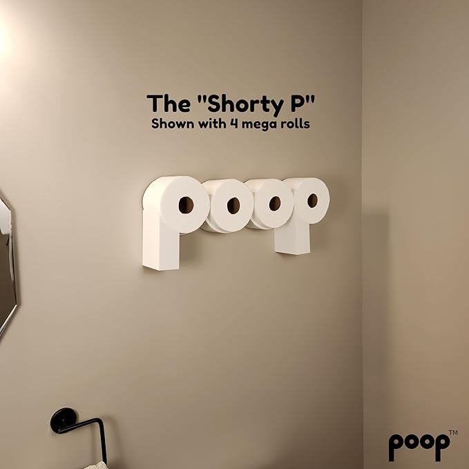 The Original Poop Toilet Paper Holder - Functional and Fun! Bathroom Wall Decor & Toilet Paper Shelf Storage Rack - Shorty P