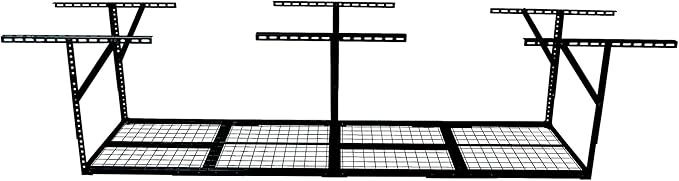 2 X 8 FT Garage Ceiling Storage Racks, Heavy Duty Overhead Garage Storages Rack with Adjustable Hight, Metal Hanging Garages Storage Rack with Support Rod, 22''- 40" Adjustable, 450 LBS (Black, 2x8FT)
