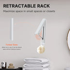 Retractable Clothes Drying Rack,Space Saver Wall-Mounted Retractable & Foldable Clothes Hanger for Laundry Room,Bedroom,Closet Storage Organization (1pcs, White)