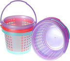 12pcs Easter Baskets Plastic Egg Baskets with Handles in 6 colors for Easter Hunting Spring Party Crafts Supplies Accessories Decorations Party Favors