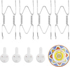 4 Pack Plate Hangers for Wall, Suitable for 4-5 inch Art Plate, Stainless Steel Invisible Heavy-Duty Wire Plate Holder with Wall Hooks, Display Hanger for Decorative Plates/Dishes/Platters(Silver)