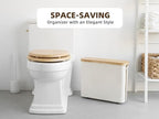 StorageWorks Toilet Paper Storage with Bamboo Lid, Toilet Paper Holder Basket for Up to 9 Mega or 12 Regular Size Rolls, Medium Paper Storage Baskets for Bathroom, Beige, 1 Pack