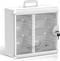 Glosen Medicine Cabinet with Key Wall Mounted Medication Lock Box 【 Silver 15x 6.7 x 13 Inch】 Portable Storage Container Big Capacity