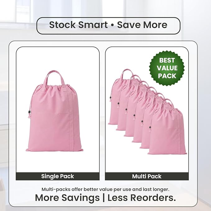 LFH Home Large Premium Cotton Canvas Laundry Bag with Drawstring and Handles Heavy Duty, Multi-Use, Washable for Home, Travel, College or Storage 28x40 (Pack of 4)-Pink