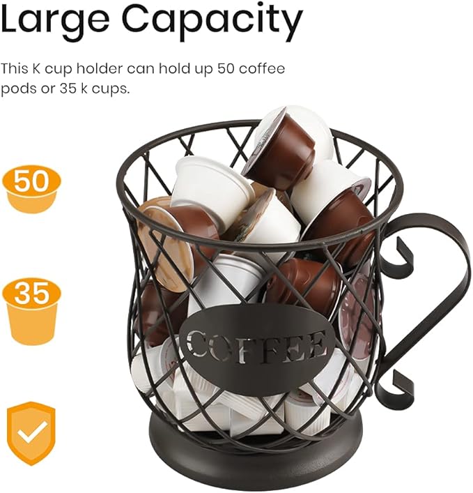 TreeLen Coffee K Cup Holder, K Pod Storage Organizer, Keurig Cup Holder for Countertops, Kcup Holders for 35 K cups – Matte Bronze