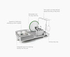 Joseph Joseph Extend Steel Plus Extendable Dish Rack Steel, Small to Large Dish Drainer with Wine Glass Holder & Drain Spout