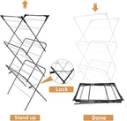 Foldable Clothes Drying Rack | Portable Collapsible Laundry Drying Rack | Use for Indoor & Outdoor | Space Saving | Black 54"x24"x17" | Easy to Assemble