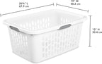 Sterilite Laundry Basket, Plastic Clothes Hamper, Large Rectangle Bin with Comfort Grip Handles and Reinforced Rim, 2 Bushel Capacity, White, 24 Pack