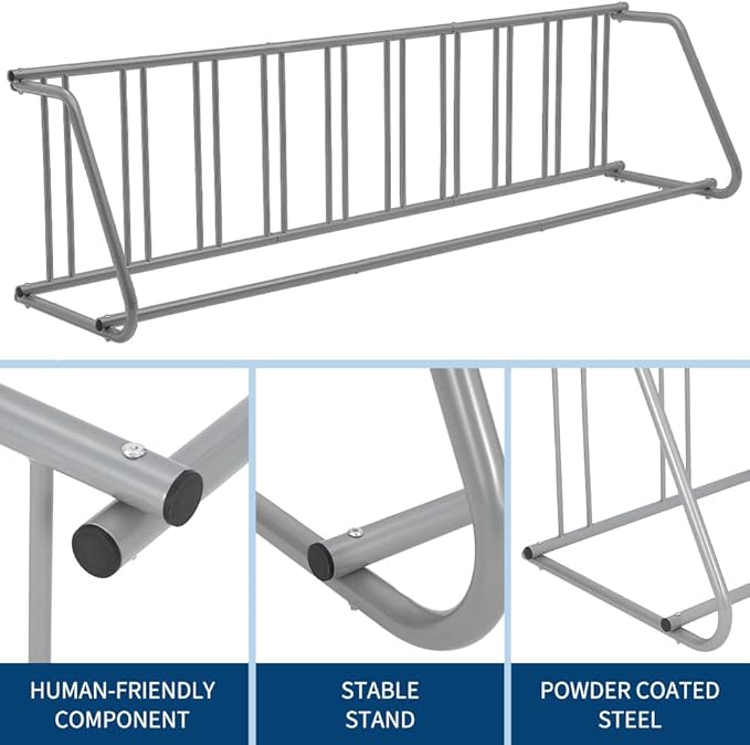 Floor Bike Rack, Sigle-Side 10-Bike Rack 122" L,Grid Bikes Racks In Ground, Freestanding Bicycle Floor Parking Stand, Stand Bike Racks for Garages Streets Yards Bike Events