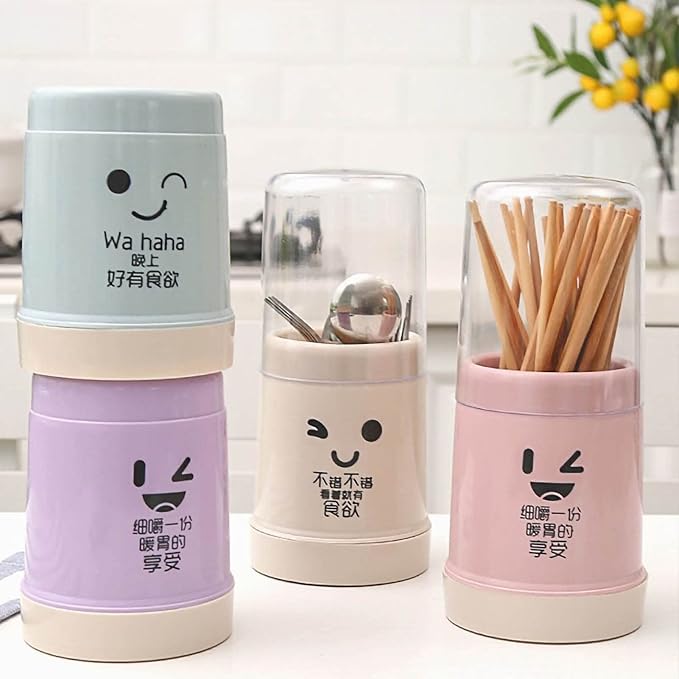 Cyrank Kitchen Utensil Holder, Chopsticks Holder Drying Rack with Lid and Removable Base Silverware Caddy Flatware Drying Rack Holder Utensil Caddy Cutlery Rack Cutlery Storage Organizer(Beige)