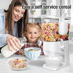 Cereal Dispenser Countertop With Bowls and Spoons Cereal Containers Storage for Pantry Snack Organizer Dry Food Storage Container with Lid for Kitchen Organization Oatmeal Nut Granola（1pcs White）