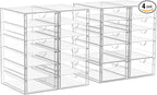 22 Drawers, Acrylic Desk Makeup Organizer, Plastic Drawers Organizer, Stackable Storage Solution for Makeup, Dresser, Office, Bathroom Clear Plastic Craft and Bead Storage Cabinet