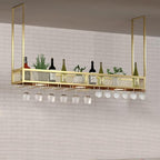 Ceiling Hanging Wine Glass Holder - Ceiling Shelf, Ceiling Wine Rack Display Stand, Hanging Solid Wood Plant Stand, Wall Mounted Iron Art Wine Bottle Holder, LOFT Ceiling Mounted Storage Rack ( Color