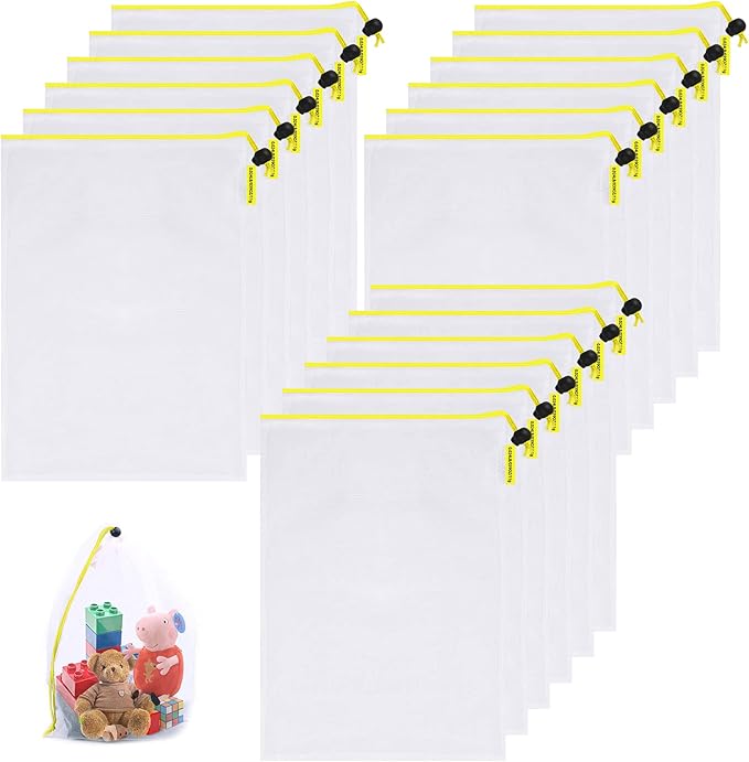 18 pack Reusable Produce Bags,Reusable produce bags for grocery,See-Through Medium Pack mesh bags Washable Grogery Bags,useful for storage fruits,vegetables,toys……