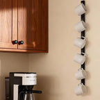Wall Mounted Coffee Cup Holder - Slim Design Mug Rack with Hooks, Space-Saving Organizer for Kitchen, Office, and Coffee Bar - Holds Multiple Cups, Easy Installation, Versatile Display