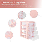DOITOOL 4 Drawer Cube Storage Organizer Plastic Makeup Organizer Storage Station Cube, Desktop for Office Supplies, Makeup Supplies (Pink)