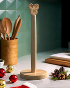 Christmas Wooden Paper Towel Holder Stand - Kitchen Winter Xmas Decoration Paper Hanger Rack Bathroom Towel Roll Stand Simply Standing Countertop Paper Roll Holder, Reindeer Design
