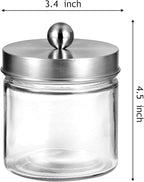 SheeChung Bathroom Organizers and Storage - 3Pack Qtip Holders Bathroom Canister Apothecary Jars for Cotton Swabs, Rounds, Balls, Qtips,Makeup Sponges, Flossers,Bath Salts - Brushed Nickel