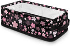 Storage Bins Collapsible Organizer Rectangular Toilet Paper Basket Lightweight Toiletries Organizer for Bathroom Kitchen Office Accessories and Decor, Pink Cherry Blossom Black