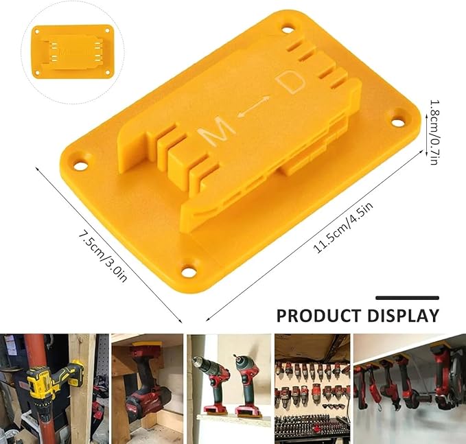 5 Pack Battery Holder 5pc tool holder for Dewalt 20V 60V, Wall Mount Cordless Tool Hanger Organizer Storage Shelf with Screws