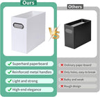 Collapsible File Organizer Box with Handle,12.20x5.11x9.84Inches, Filing Organizer for Home or Office, Small Portable File Box (3 Packs, White)