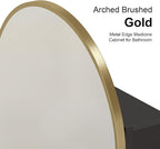 Recessed Medicine Cabinet Mirror,Brushed Brass Gold Arched Medicine Cabinet with Mirror for Bathroom,Metal Edge Mirrored Medicine Cabinets,in Wall Arch Mirrored Cabinets with Storage 16x31