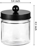 SheeChung Bathroom Organizers and Storage - 2Pack Qtip Holders Bathroom Canister Apothecary Jars for Cotton Swabs, Rounds, Balls, Qtips,Makeup Sponges, Flossers,Bath Salts - Black