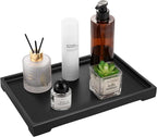 Luxspire Vanity Tray, Bathroom Tray Toilet Tank Storage Tray, Resin Kitchen Sink Trays, Vanity Countertop Organizer for Candles Soap Towel Perfume Holder Dish Decorative Serving Trays -Large- Black