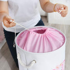 INough Baby Basket Pink Hamper Large Kids Hamper Baby Laundry Hampers for Nursery Girl, Girls Laundry Baskets for Kids, Dirty Clothes Basket Collapsible Kids Toys Orgnizer for Kidsroom/Nursery