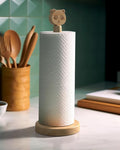 Cute Wooden Paper Towel Holder Stand - Kitchen Paper Hanger Rack Bathroom Towel Roll Stand Organizer Simply Standing Countertop Paper Roll Holder, Panda