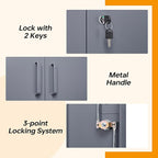 STANI Metal Storage Cabinet with 2 Adjustable Shelves Steel Counter Cabinet with Lockable Doors for Home Office
