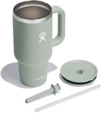 Hydro Flask Travel Tumbler with Handle, Lid and Straw - Insulated Stainless Steel in 32 Oz Agave