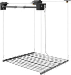 Overhead Garage Storage Rack Metal Garage Ceiling Storage Rack Ceiling Shelf Overhead Organization 250lbs Load Bearing Capacity Max Adjustable Height: 96in (48 * 48in L*W, Matte Black)