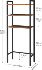 HOOBRO Over The Toilet Storage, 3-Tier Bathroom Organizer Shelf Over Toilet, Freestanding Bathroom Storage Shelves, Space Saver, Easy to Assemble for Room, Rustic Brown and Black BF41TS01