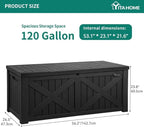 YITAHOME 150 Gallon Large Deck Box with X-Shaped Front, Resin Outdoor Storage Boxes, Waterproof Cushion Storage Bench for Patio, Pool Supplies, Garden Tools - Lockable, Black