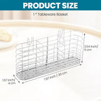 304 Stainless Steel Utensil Holder,Kitchen Utensil Organizer with 3Divided Compartments,Flatware Storage Basket with Hooks for Dish Drying Rack Sink Dish Drainer in KitchenBathroom