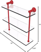 Allied Brass CL-5-16-FER Carolina Collection 16 Inch Triple Glass Shelf, Fire Engine Red