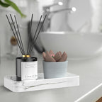 Gurygo 8" Ceramic Bathroom Vanity Tray for Kitchen Counter - Kitchen Soap Tray - Rectangular Ceramic Trays for Bathroom - Porcelain Large Serving Trays (Marble, Set/1)