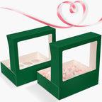 Bakepacker 12 Cupcake Containers 10-Packs Forest Green Cupcake Box Cupcakes Carrier, 12 Cupcake Boxes with Window 13"x10"x3.5"（Auto-pop up）